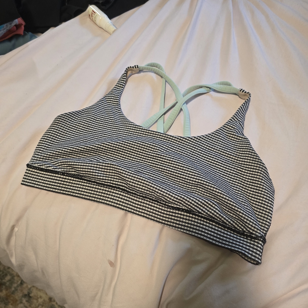 lululemon athletica Black and White Striped Sports Bra